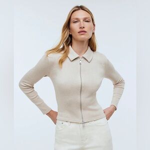 NEW Madewell Ribbed Zip-Front Tee